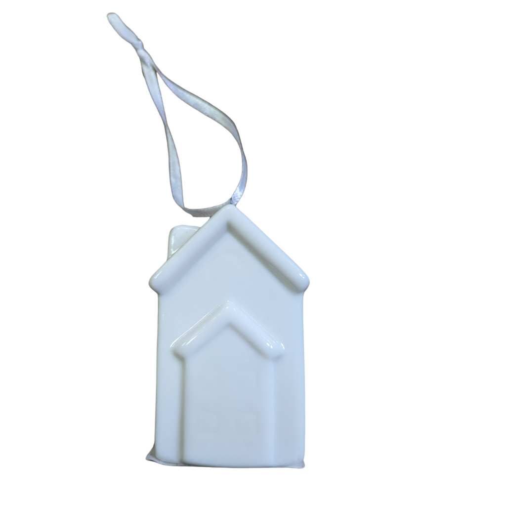 Little white ceramic hanging house