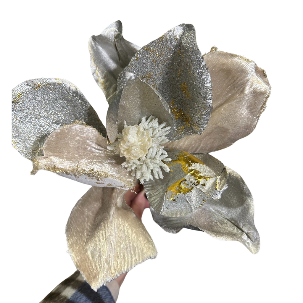 Champagne and gold petal magnolia stem