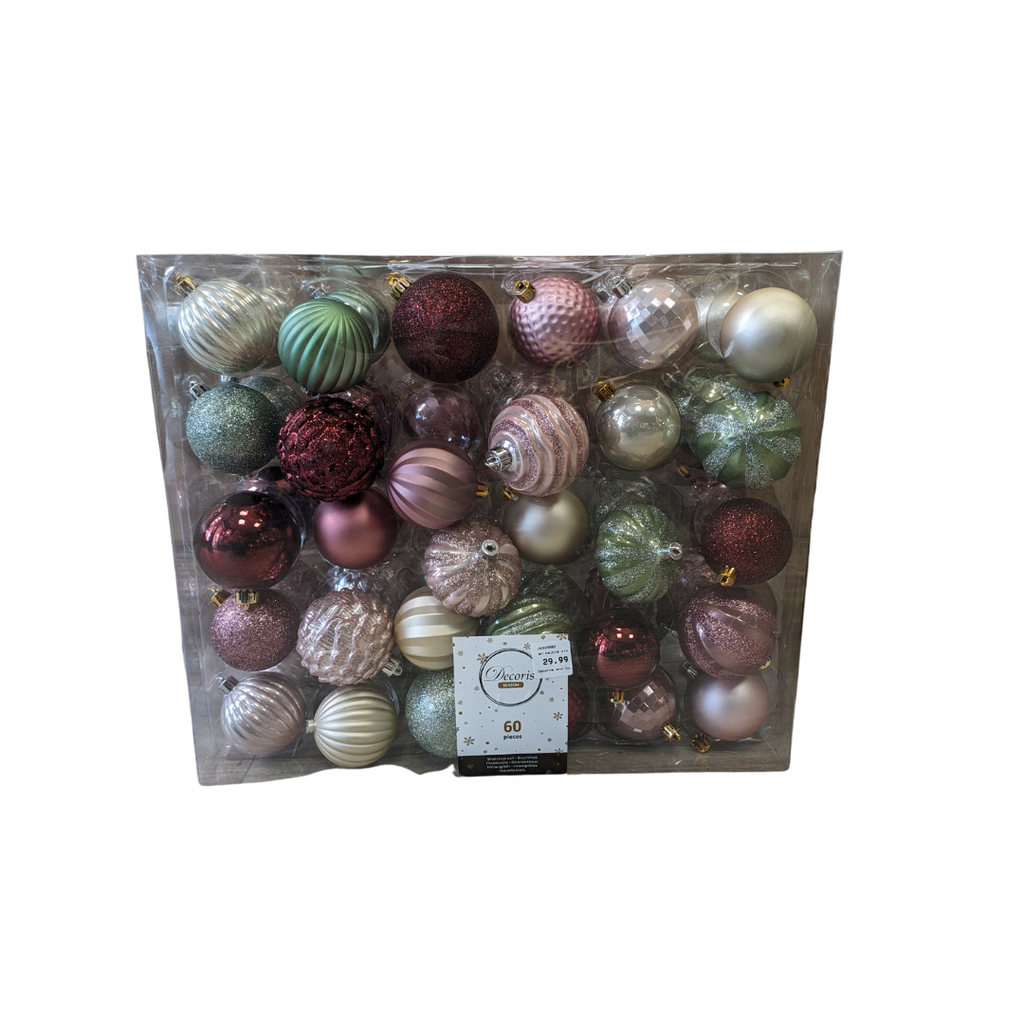 Box of 60 shatterproof baubles