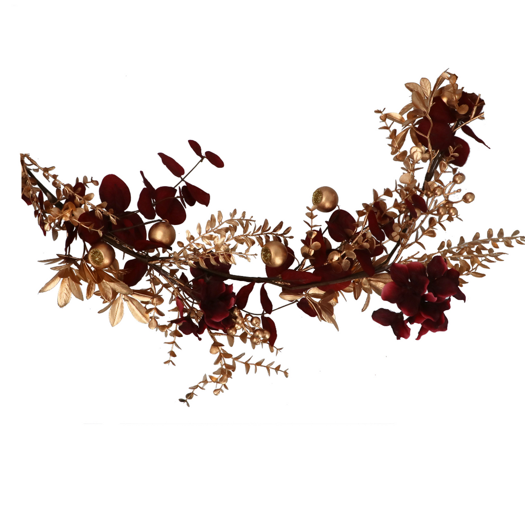 Gold berry and burgundy garland