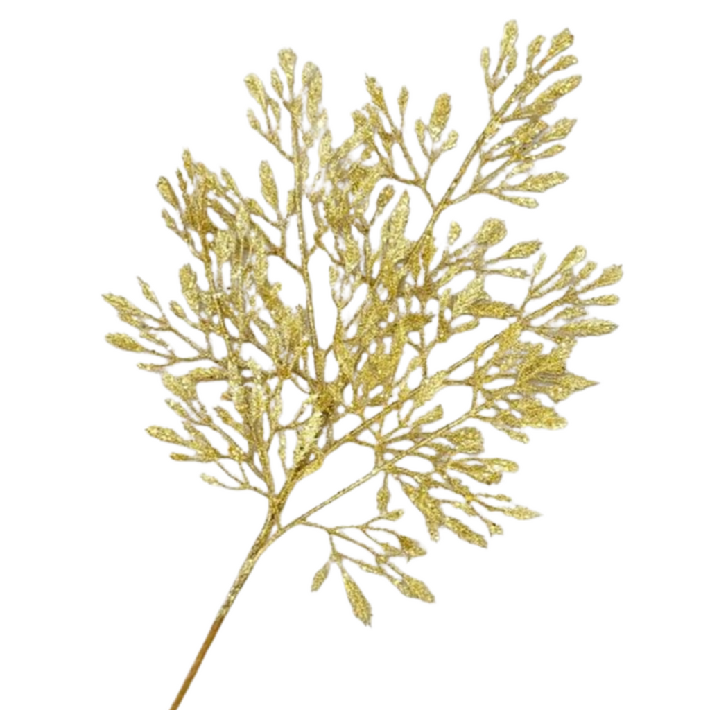 Gold Glitter Leaf Spray