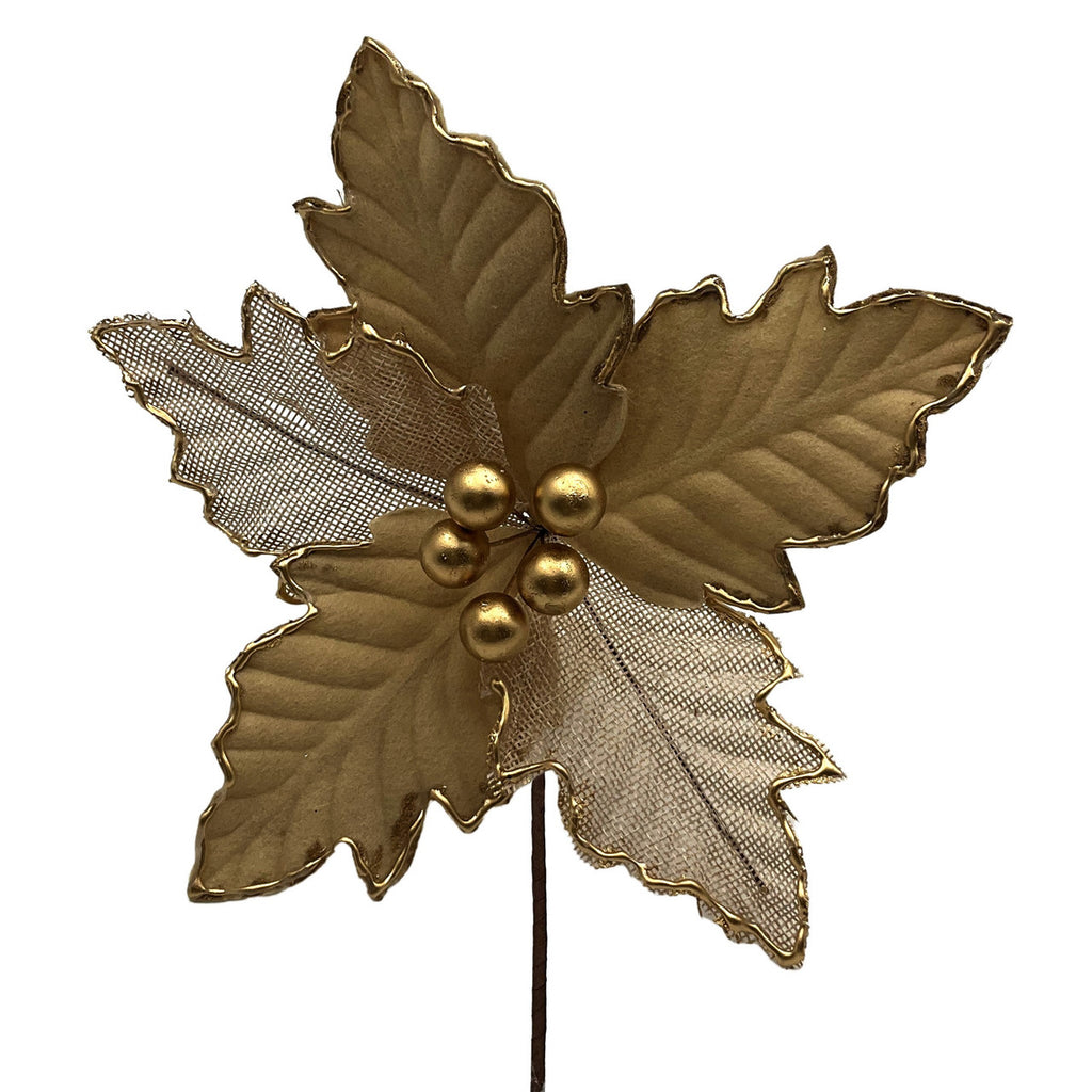 Ponsettia Berries Natural Gold Trim 24cm
