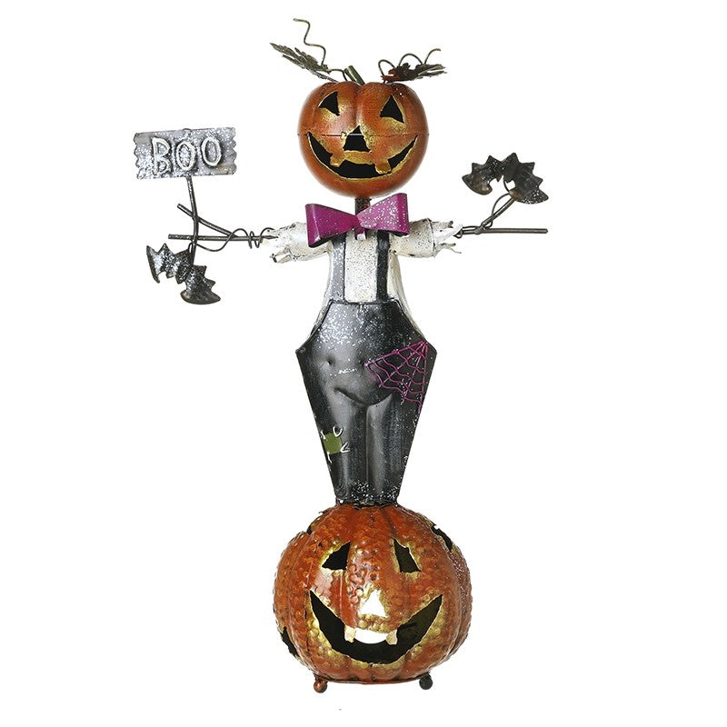 Metal pumpkin scarecrow