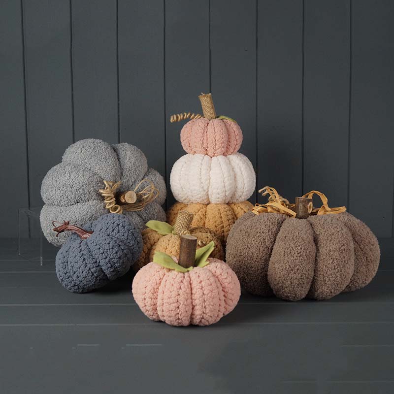 Small grey knitted squat pumpkin