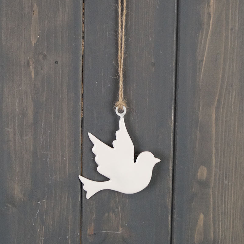 White enamel hanging dove