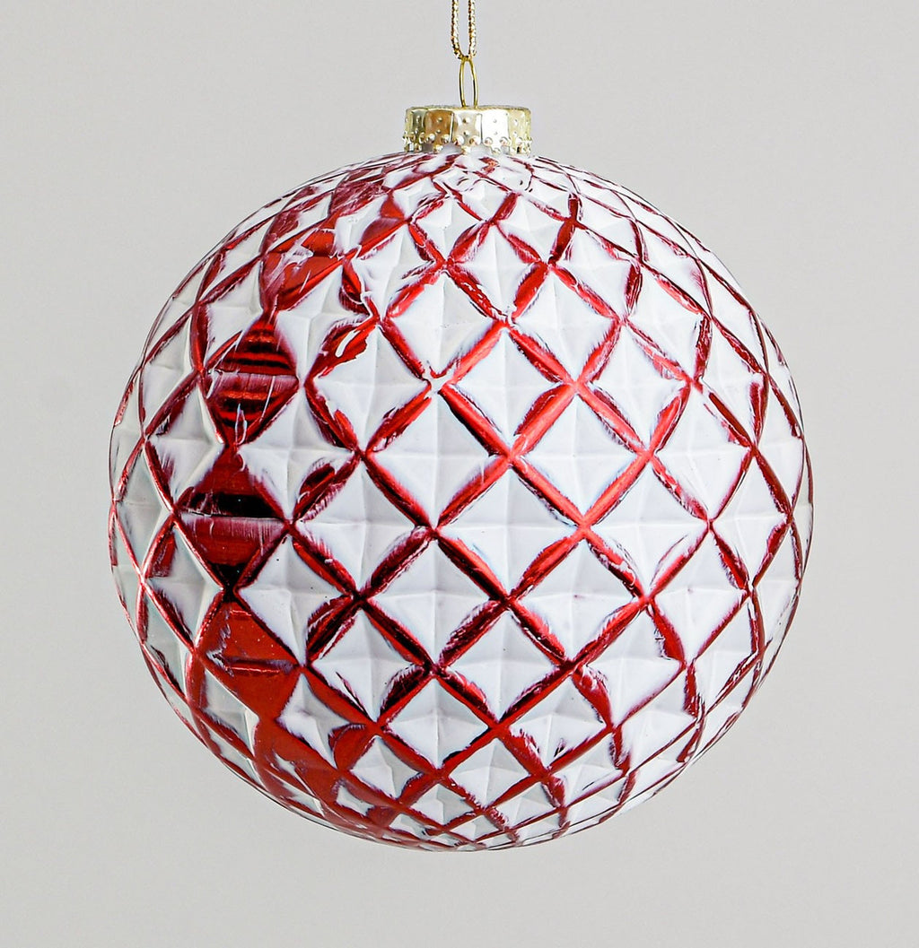 15cm Plastic Pattern Ball Red Bauble