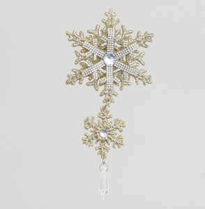 Double snowflake glitzy hanging dec