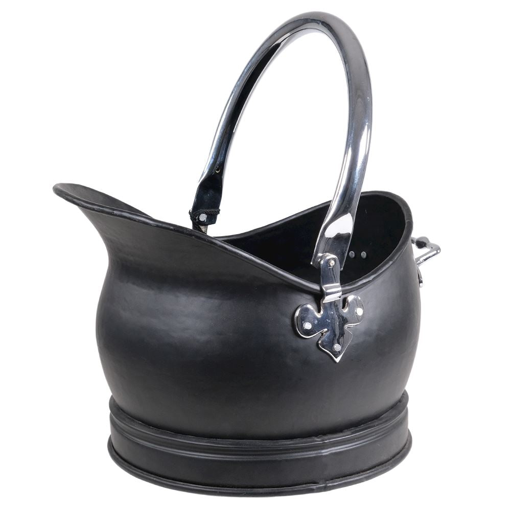 Black coal bucket with aluminium fittings
