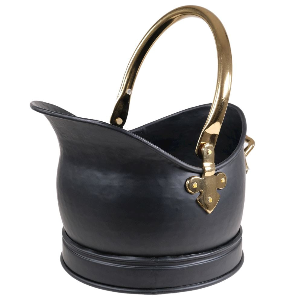 Coal bucket with brass fittings