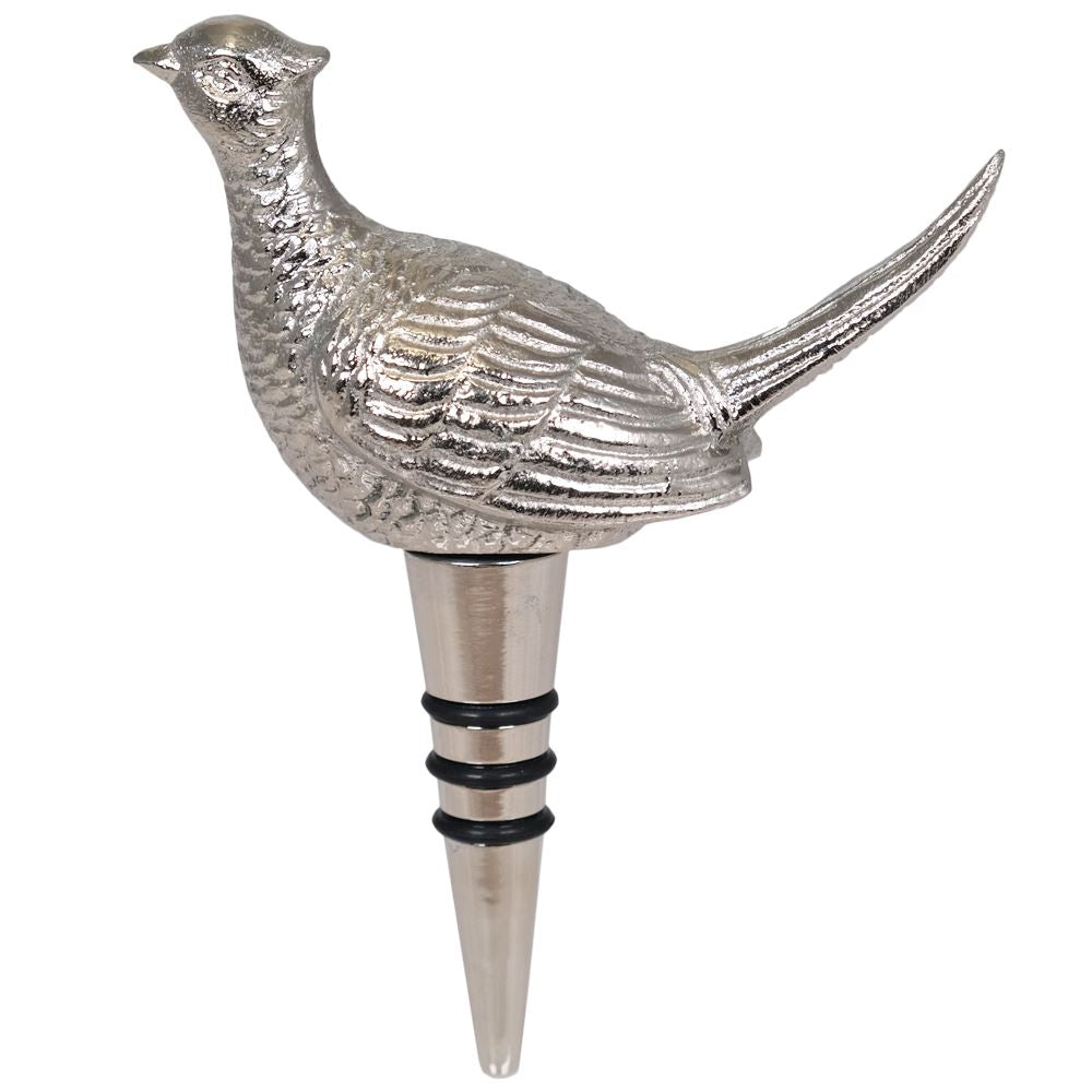 Chrome pheasant bottle stopper
