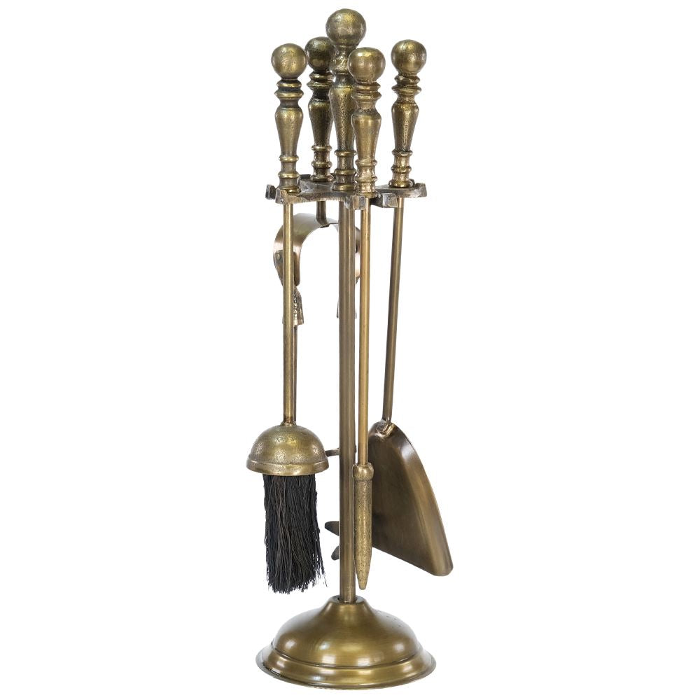 Antique brass companion set