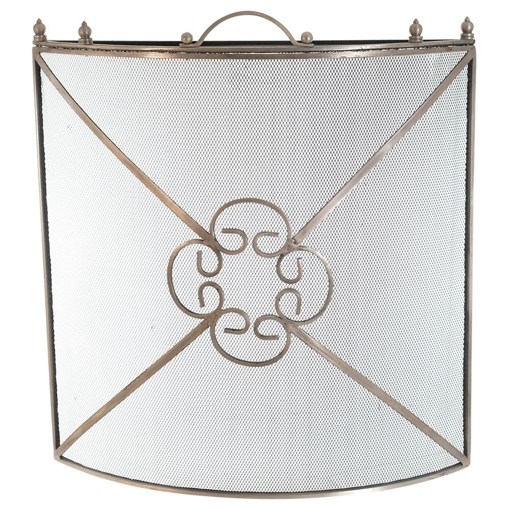 Antique pewter curved fireguard