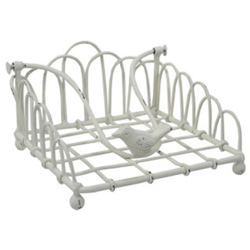 Cream napkin holder with bird detail