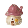 Pink ceramic mushroom house ornament