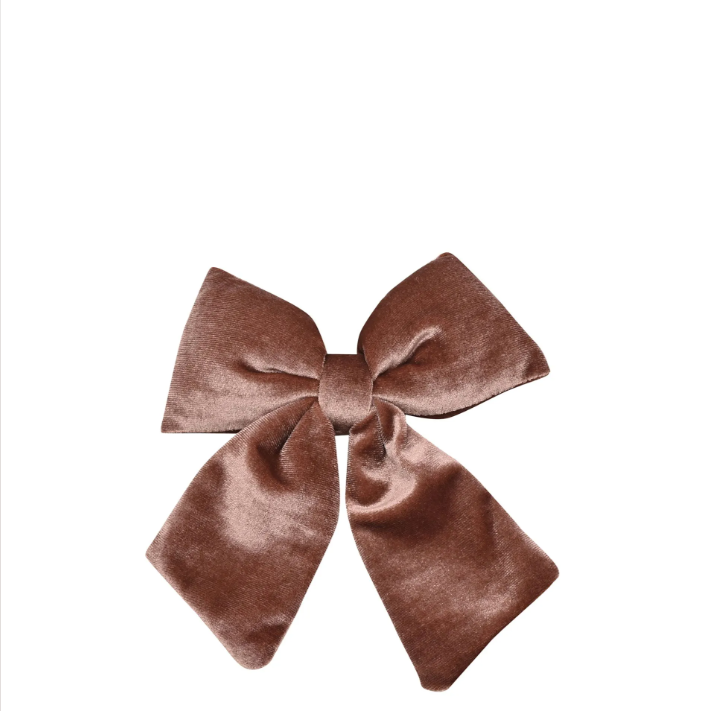 Clip on chocolate velvet bow
