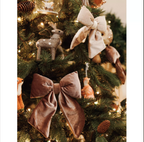 Taupe velvet hanging bow ( 38cm )