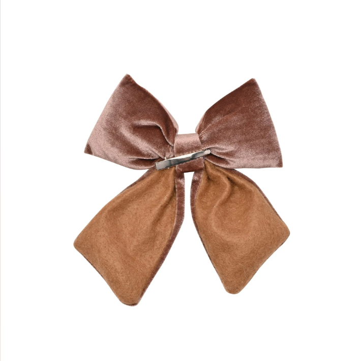 Clip on chocolate velvet bow
