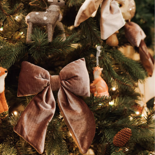 Clip on chocolate velvet bow