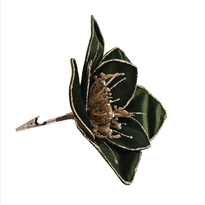 Dark green velvet clip on poinsettia
