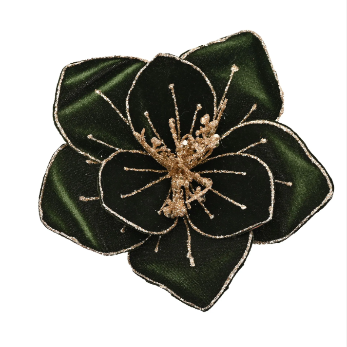Dark green velvet clip on poinsettia