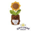 Smiley crochet sunflower in pot