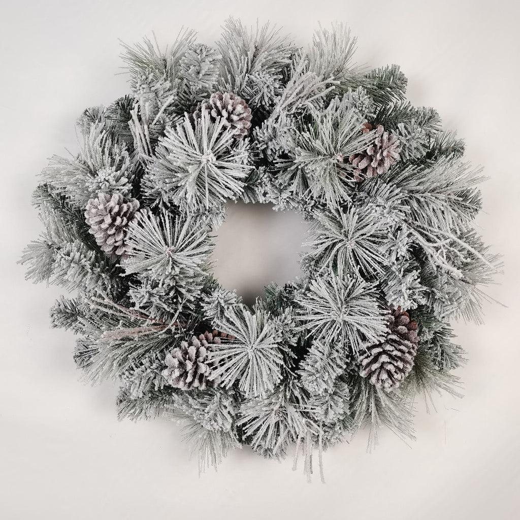 Flocked Pine cone wreath