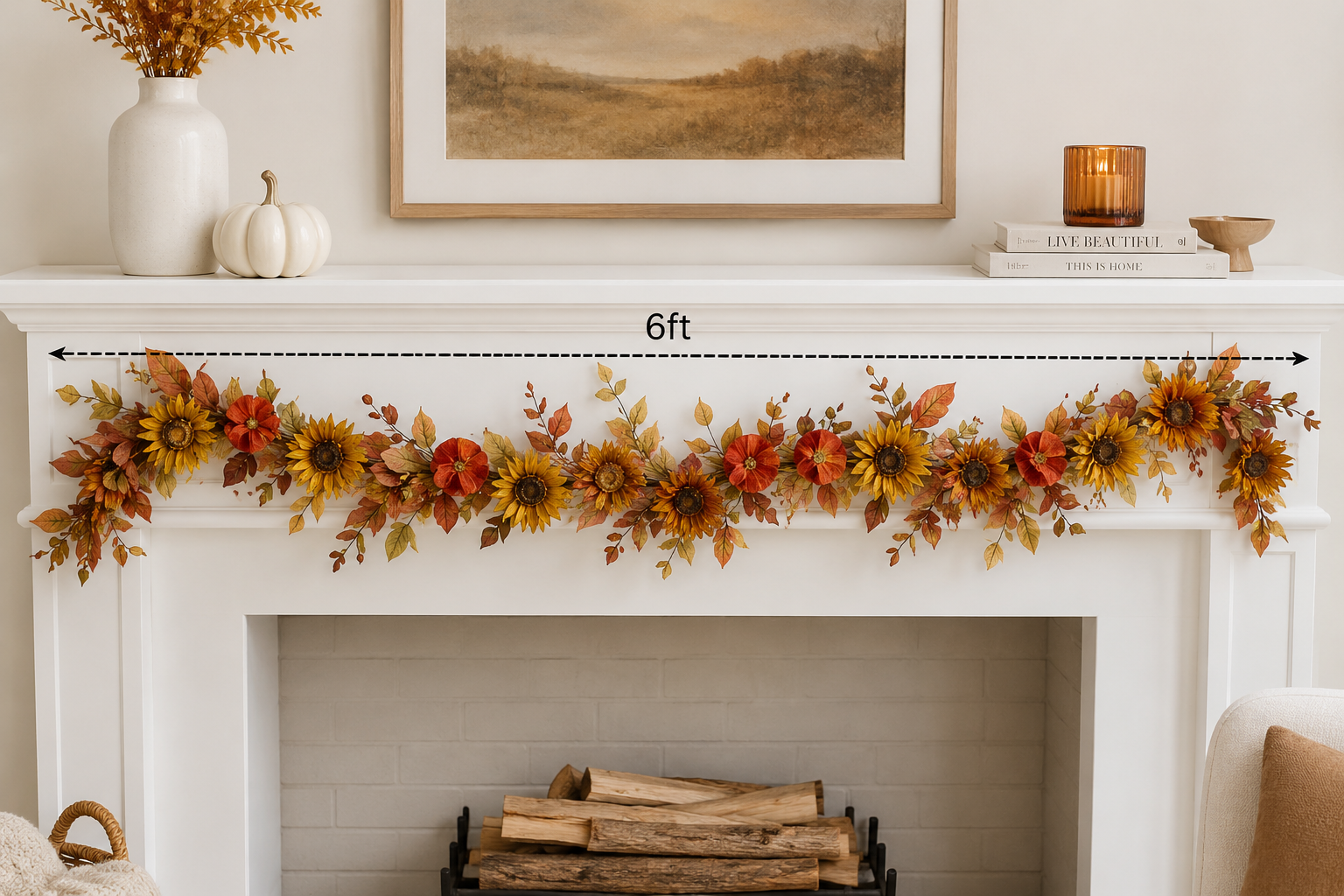 Rust pumpkin and sunflower garland