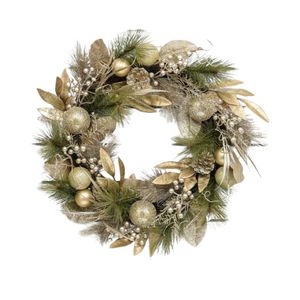 Gold glitter mixed leaf wreath