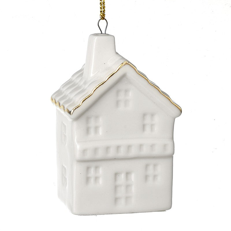 Gold tip roof hanging white house dec