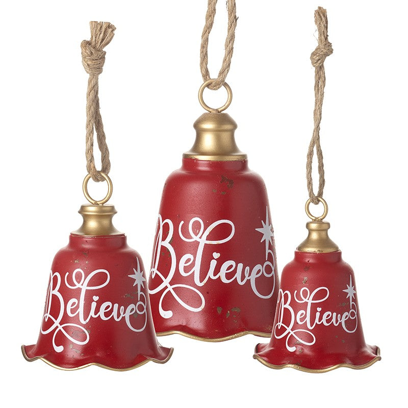 Red metal Believe Christmas bells