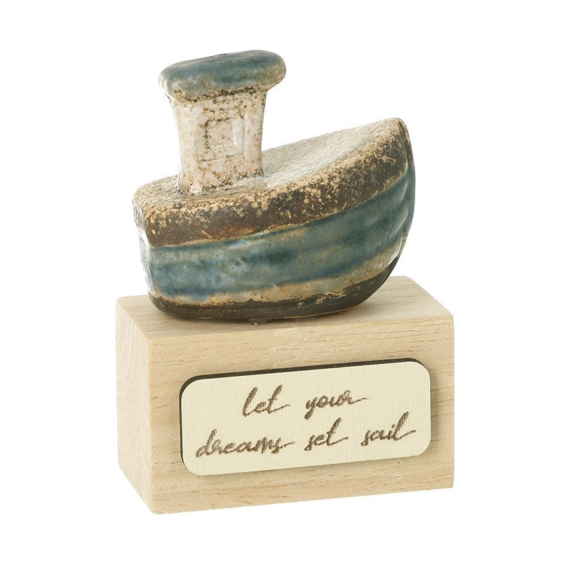 'Let your dream set sail ' wooden block with boat