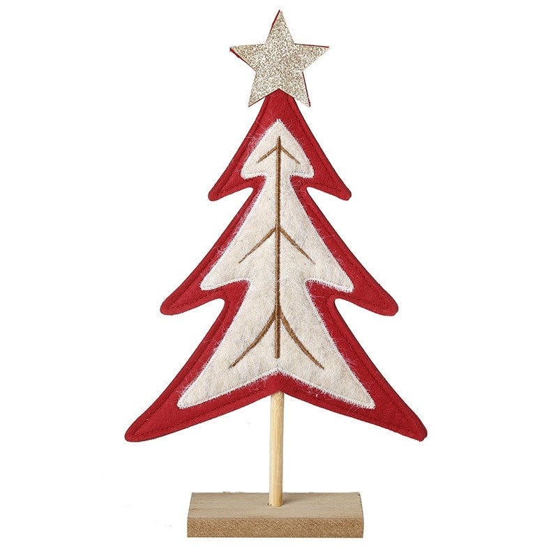 Felt red & white mini tree with gold star (Large)