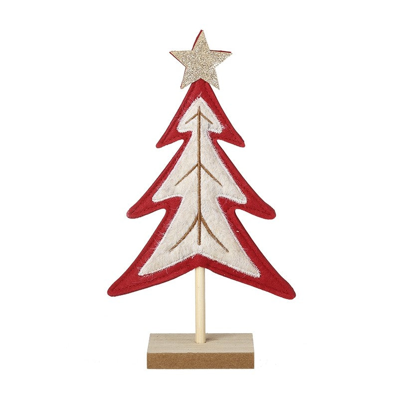 Felt red & white tree with gold star