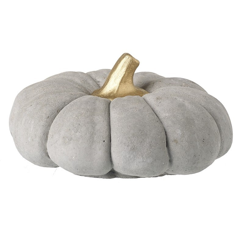Stone effect pumpkin with gold stem-large