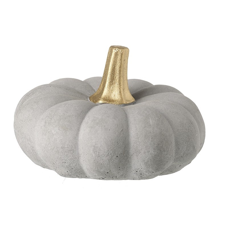 Stone effect pumpkin with gold stem-small