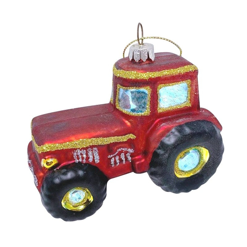 Red tractor bauble