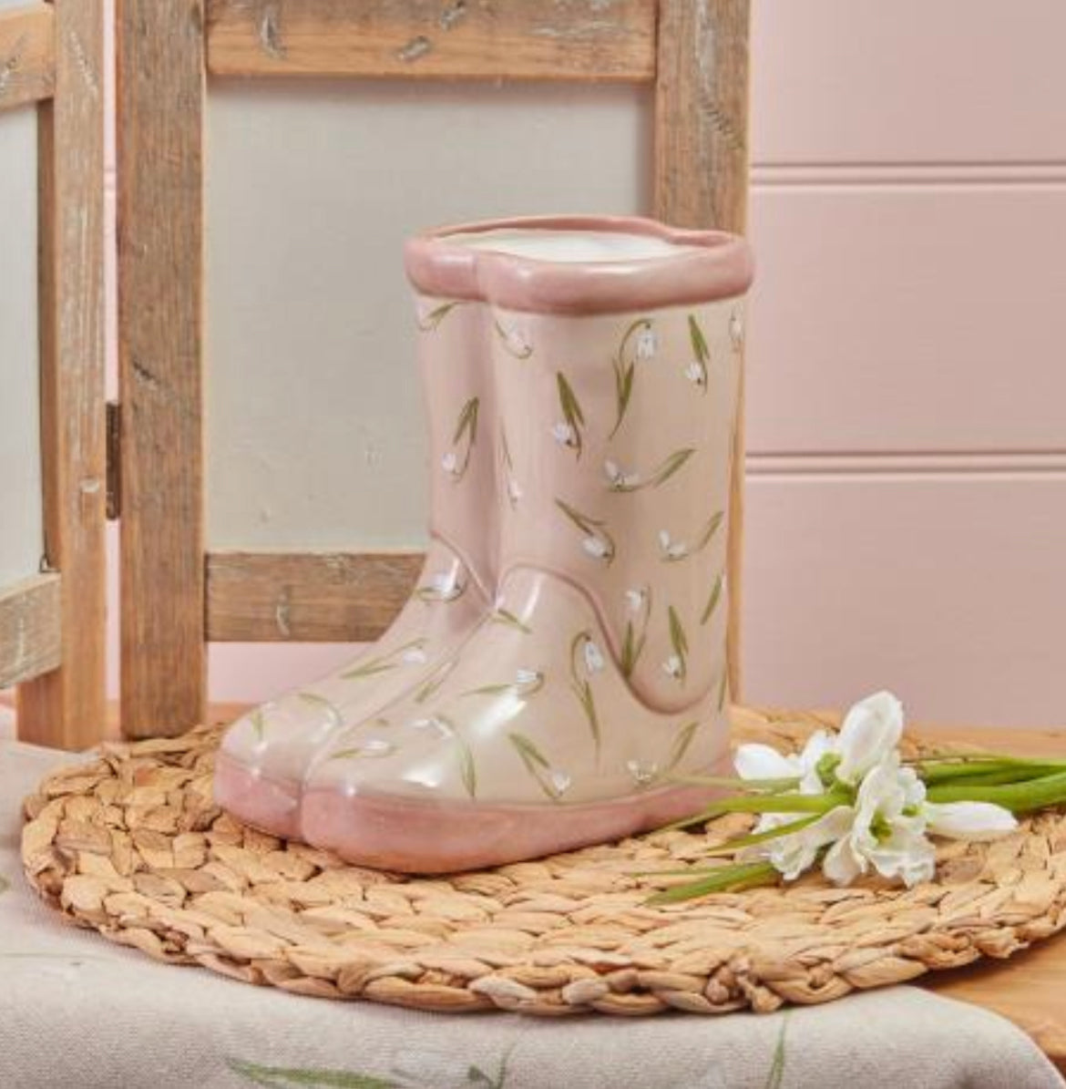 Snowdrop welly boot planter