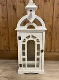 Medium White wooden window pane Lantern