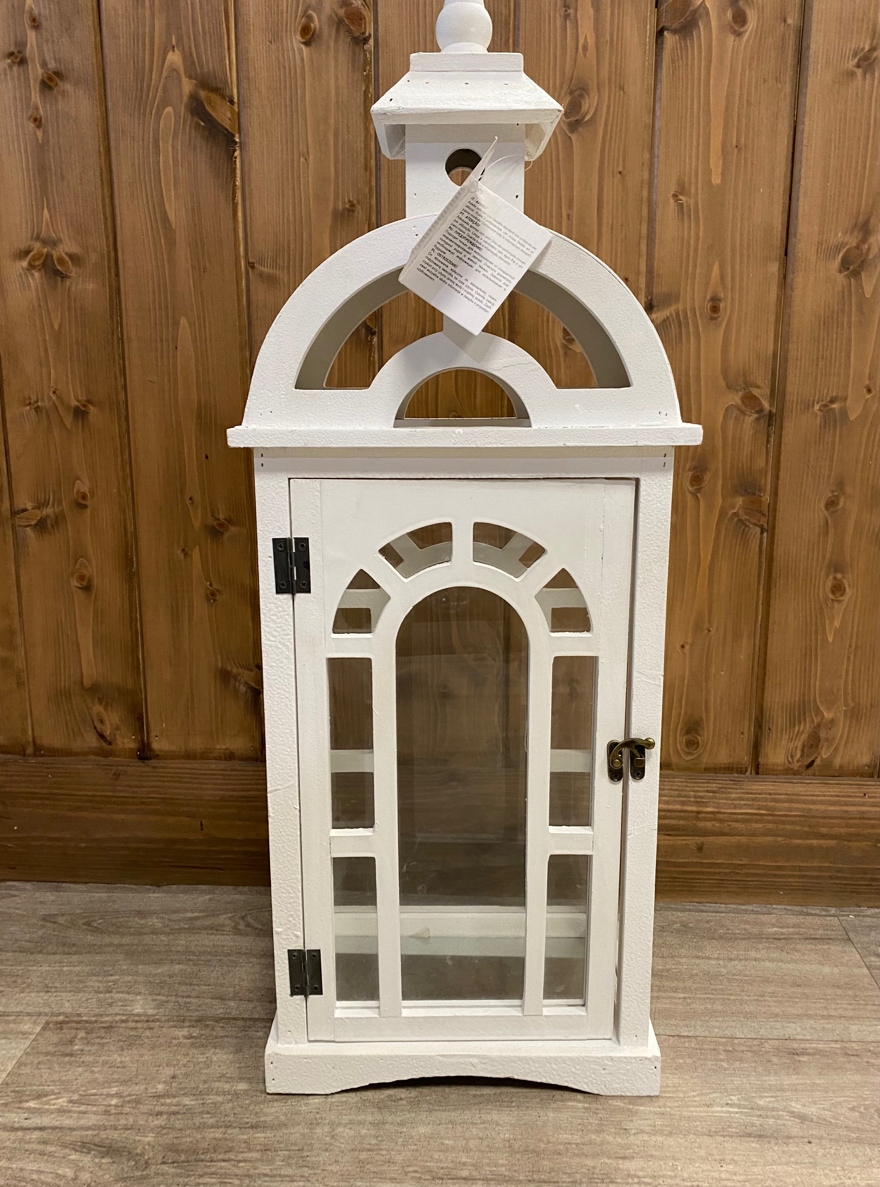 Medium White wooden window pane Lantern