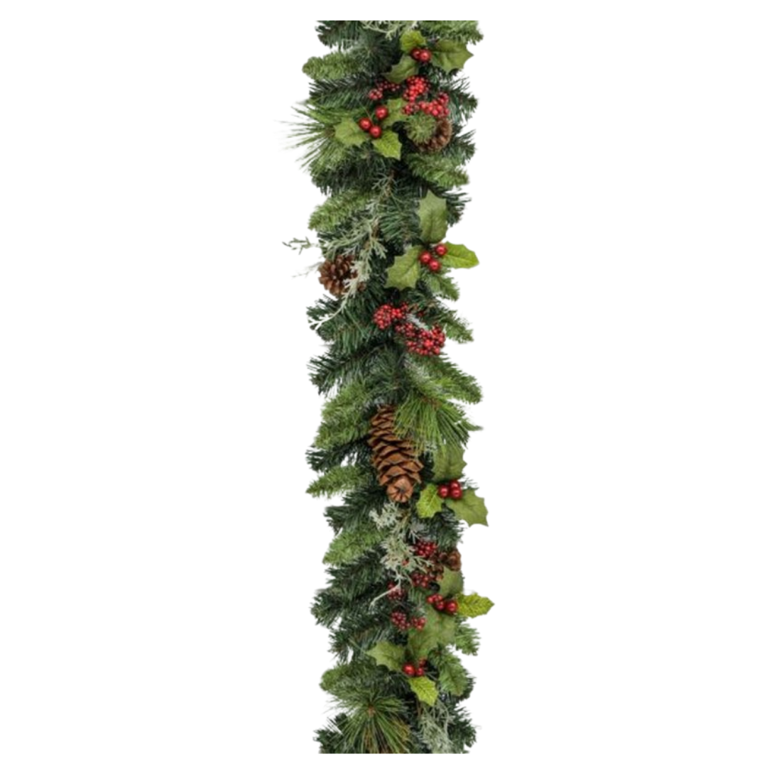 Large cone/holly garland (180cm)