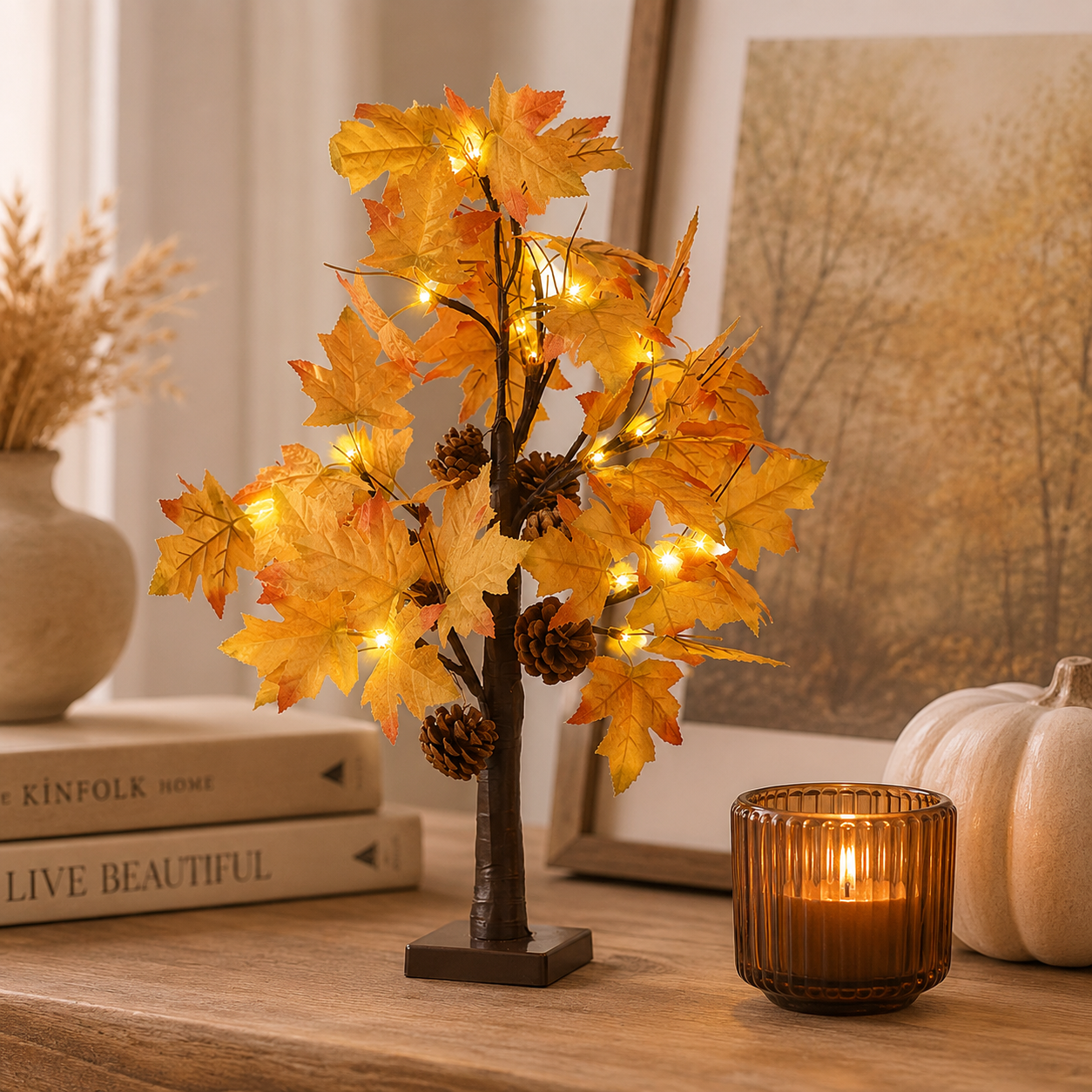 Autumn leaf light up tree