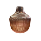 Pink ribbed glass vase