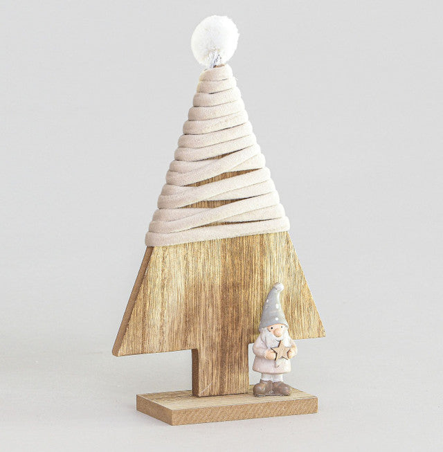 Wooden Christmas tree with gonk ornament