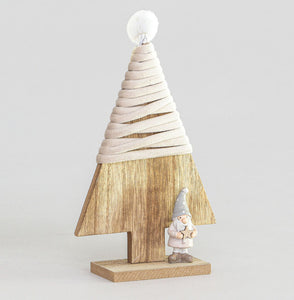 Wooden Christmas tree with gonk ornament