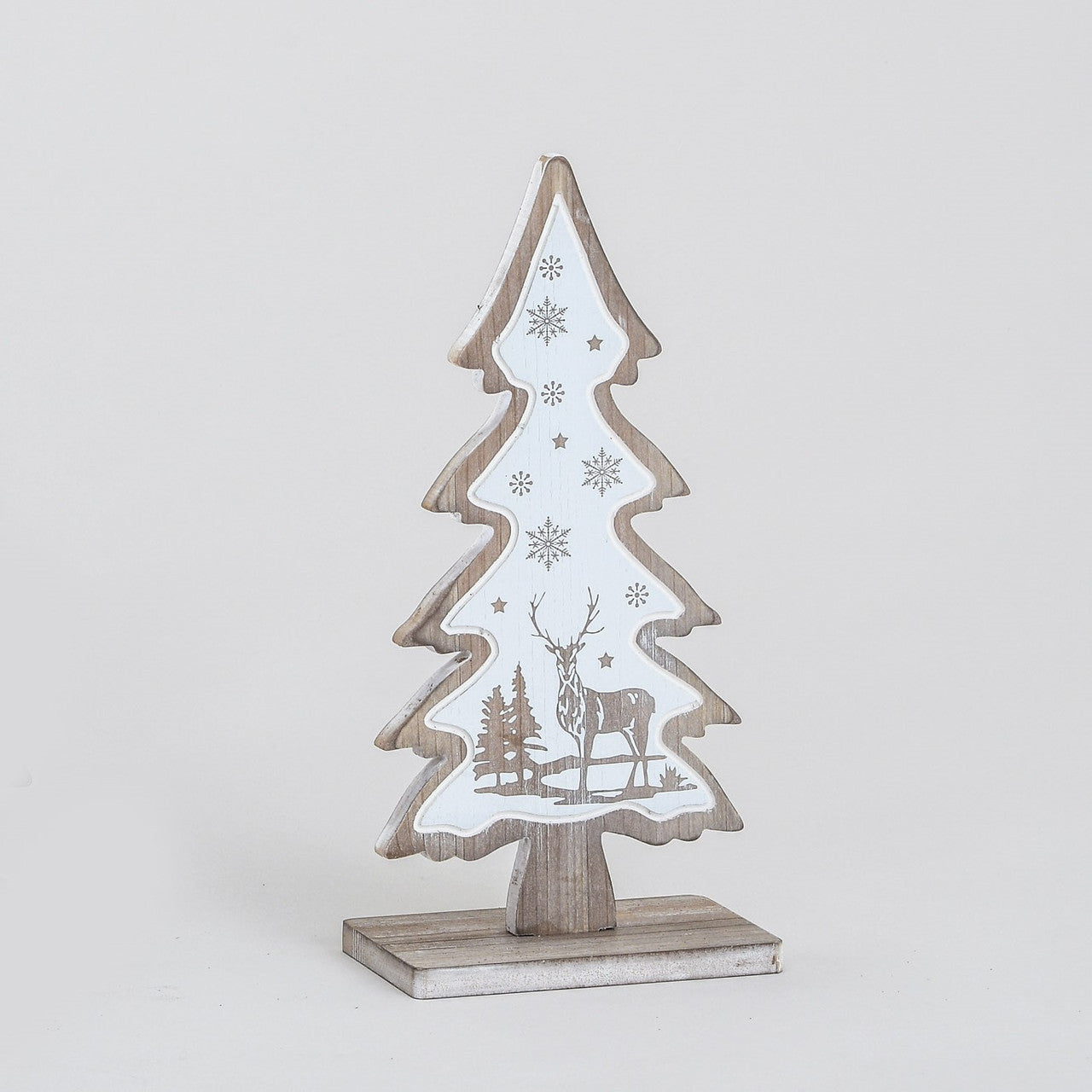 Wooden Christmas tree with winter scene