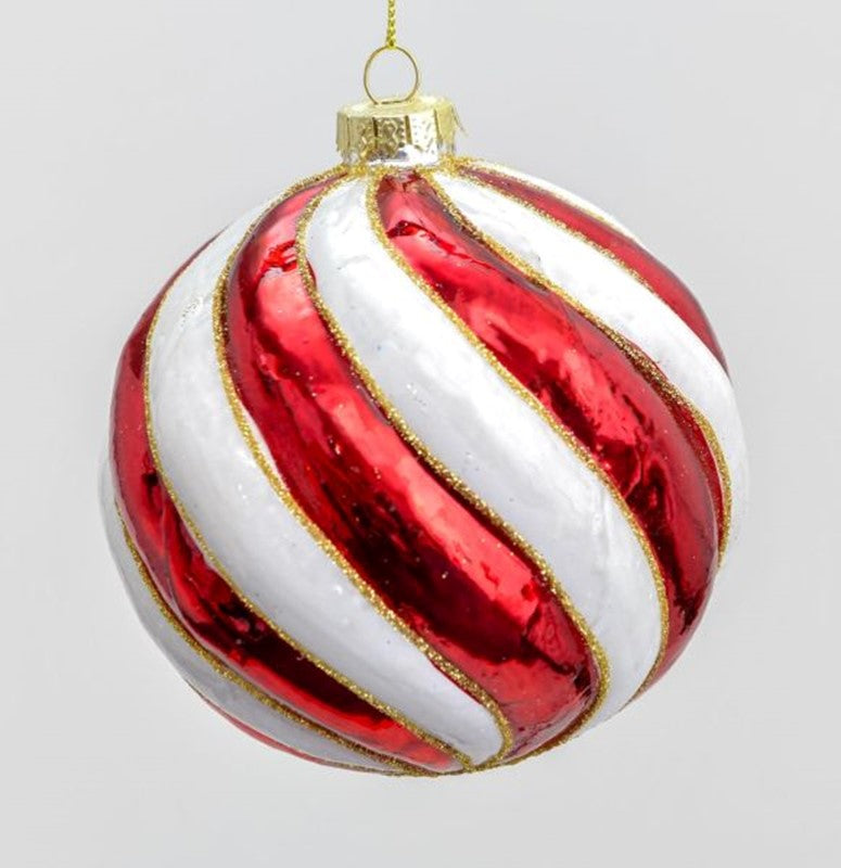 10cm swirl red and white pattern ball