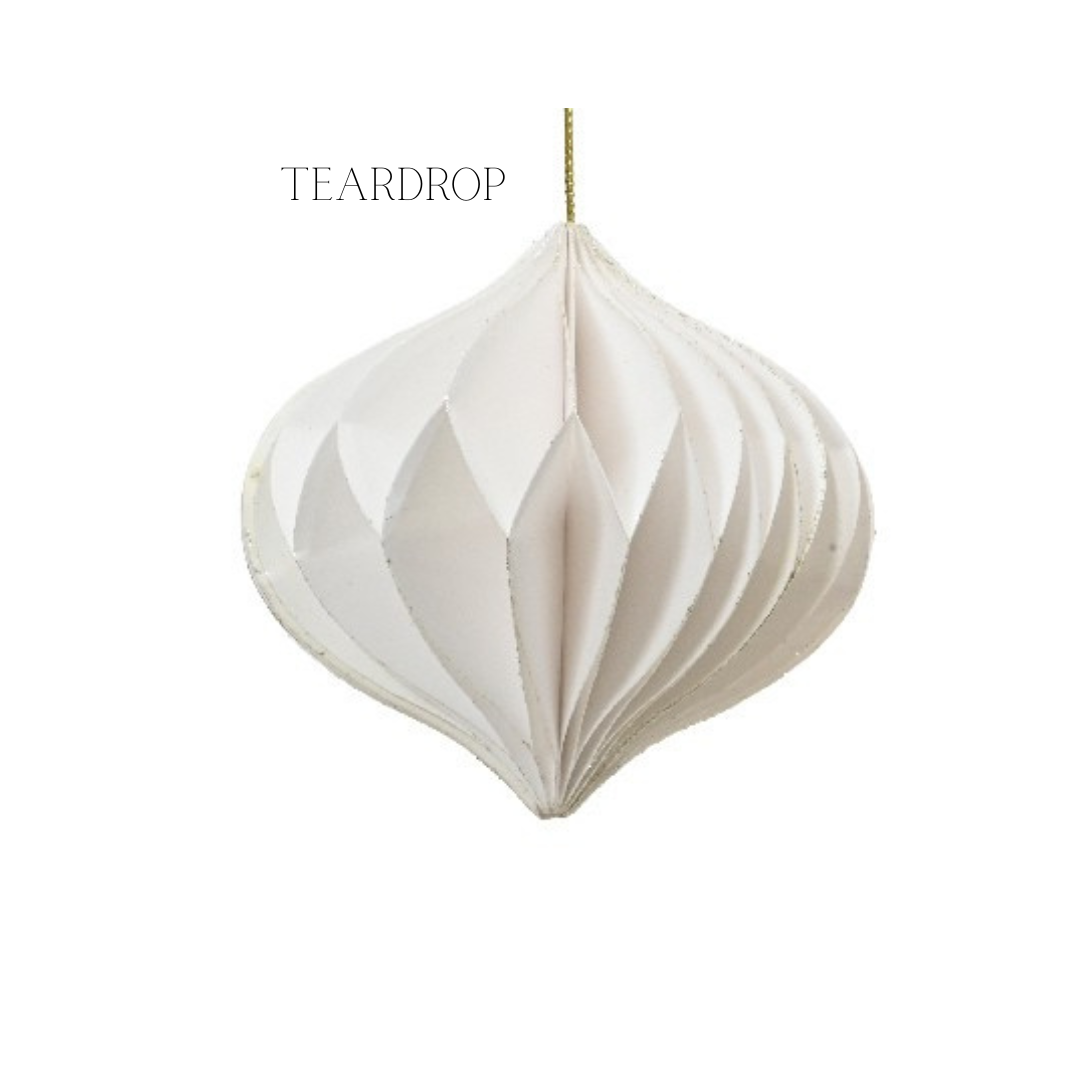 White Paper Hanging Decorations - 4 ass