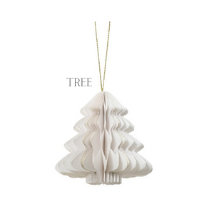 White Paper Hanging Decorations - 4 ass