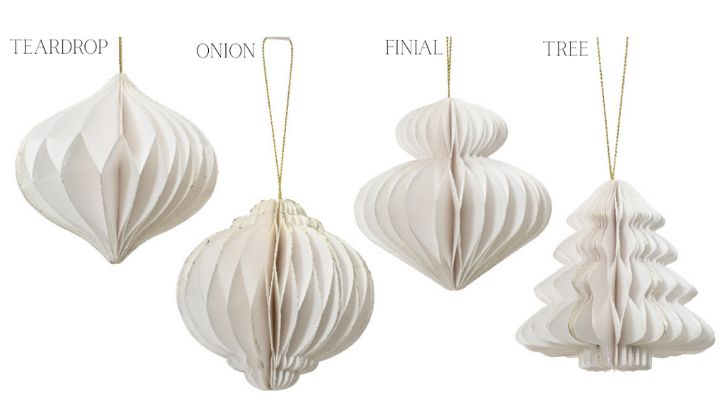 White Paper Hanging Decorations - 4 ass