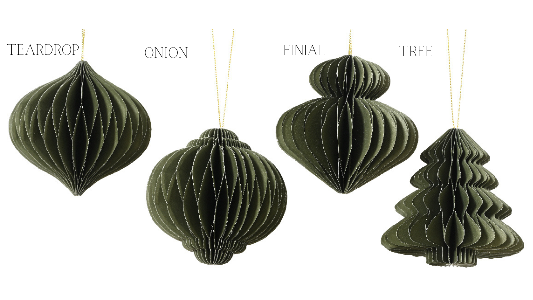 Green Paper Hanging Decorations - 4 ass